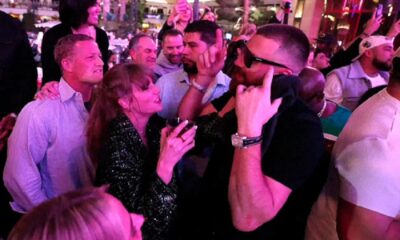 Taylor Swift and Travis Kelce showcase synchronized moves in the Coachella pit.