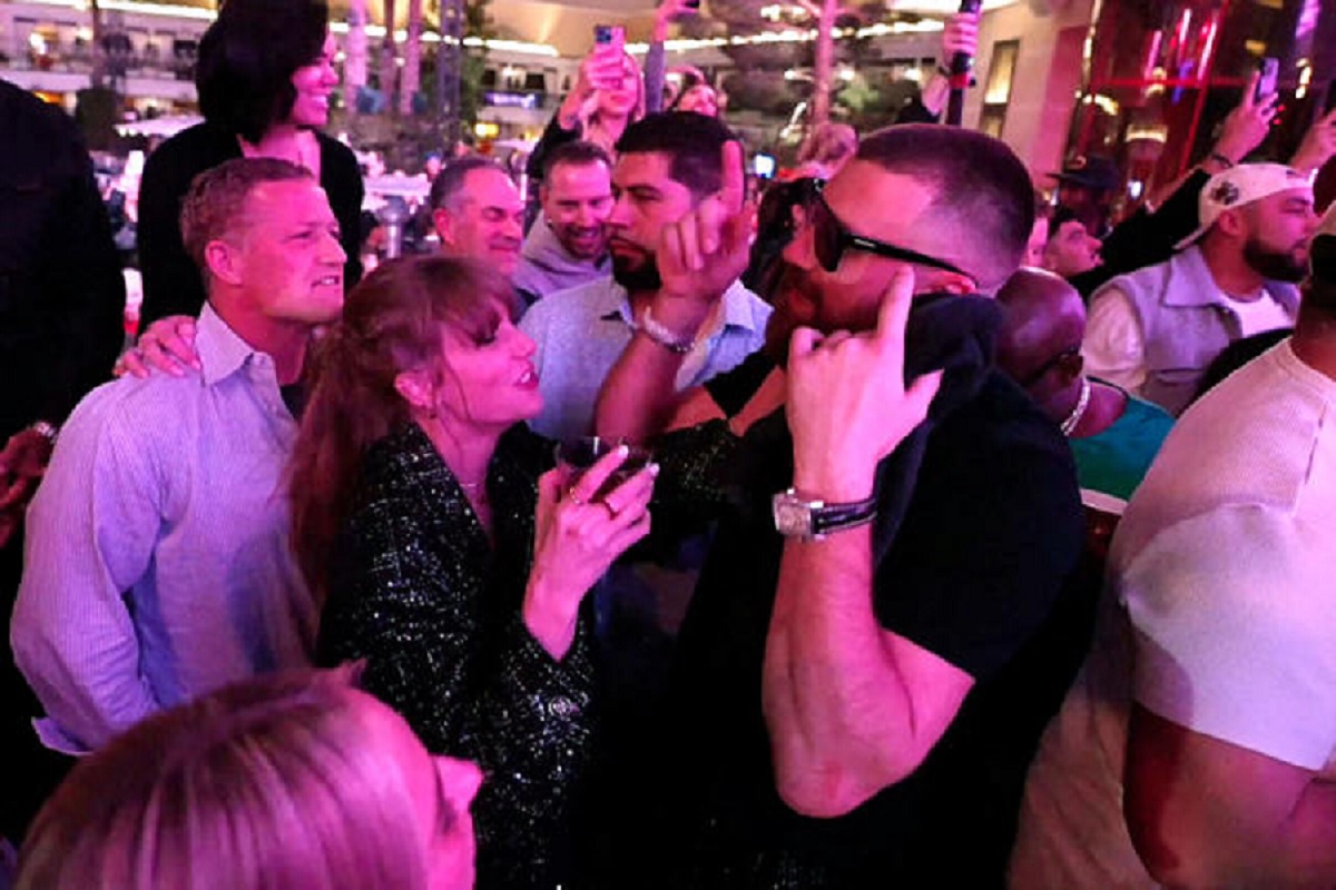 Taylor Swift and Travis Kelce showcase synchronized moves in the Coachella pit.