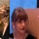 Taylor Swift and Travis Kelce look smitten as they sit next to one another during romantic LA dinner date - two weeks before star will resume The Eras Tour in Europe