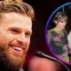 Taylor Swift and Travis Kelce enjoy a romantic Lake Como dinner, while Chiefs teammate Harrison Butker faces backlash for 'bigoted' speech quoting her.