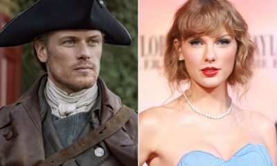 "Outlander's" Sam Heughan jokes that Taylor Swift will 'forget' Travis Kelce after meeting him, saying, 'She's gonna shake him off.'