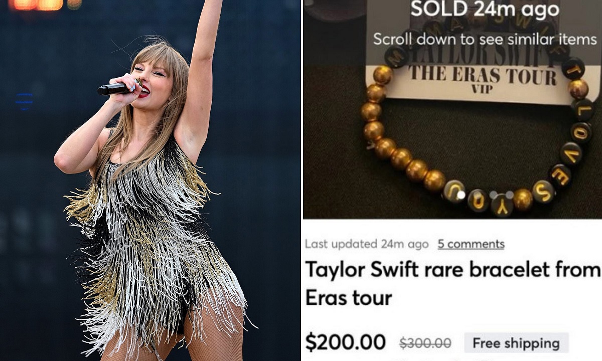 Taylor Swift fans are outraged after an Eras Tour attendee listed a 'rare' bracelet, given by the singer's mother, for $200.