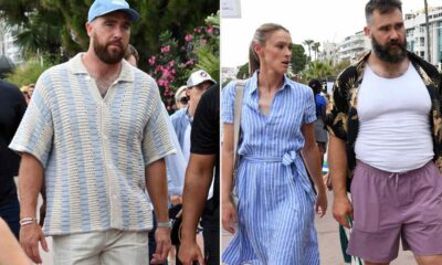 Travis Kelce wears a Fearless friendship bracelet at a Cannes Lions panel as he admits he's got 'more fans' thanks to girlfriend Taylor Swift's VERY dedicated following