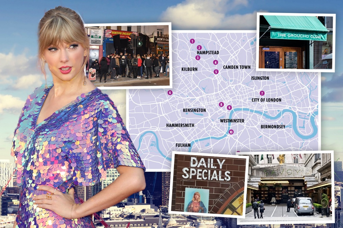 Taylor Swift's favourite London pubs, parks (and kebab shop) revealed in map of the capital