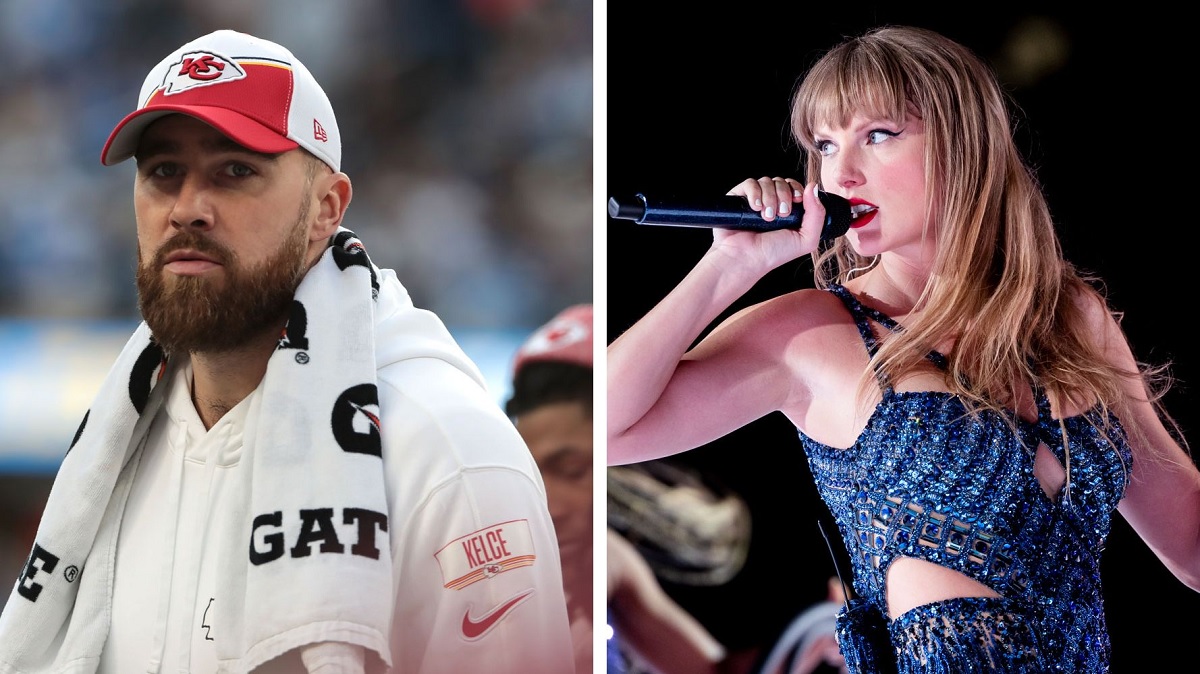 Travis Kelce skips Chiefs training camp to support girlfriend Taylor Swift at the Eras Tour in Gelsenkirchen. Fans comment, "He's looking so handsome," noting the sacrifices made for love.