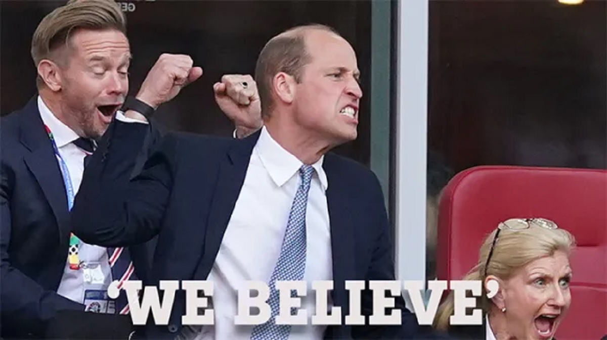 Prince William Supporting England in on going tournament saying “There’s been a lot of criticism but at the end of the day we’re in the final and that’s all that matters. Forget all the outside noise, we’re in the final.