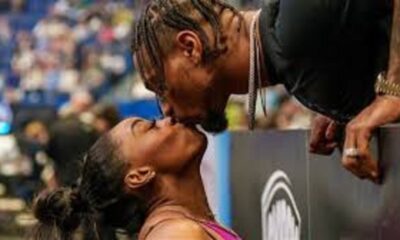 Just In: Simone Biles’ Husband Jonathan Owens shower kisses on his Wife as She Becomes the Most Decorated U.S. Gymnast in Olympic History and she…See more